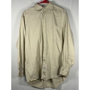 Enro Button Down Shirt Mens 15.5 Tan Vintage Combed Cotton Long Sleeve Solid
